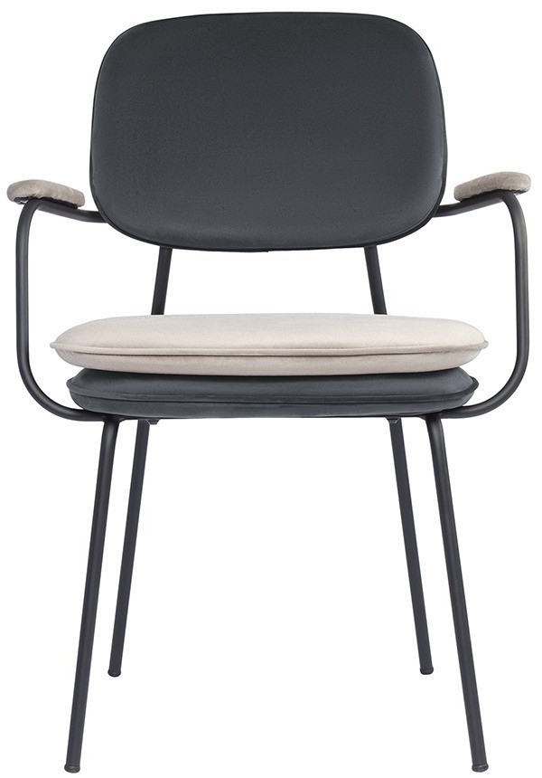 Стул с подлокотниками pea, велюр, темно-серый/бежевый (77080)