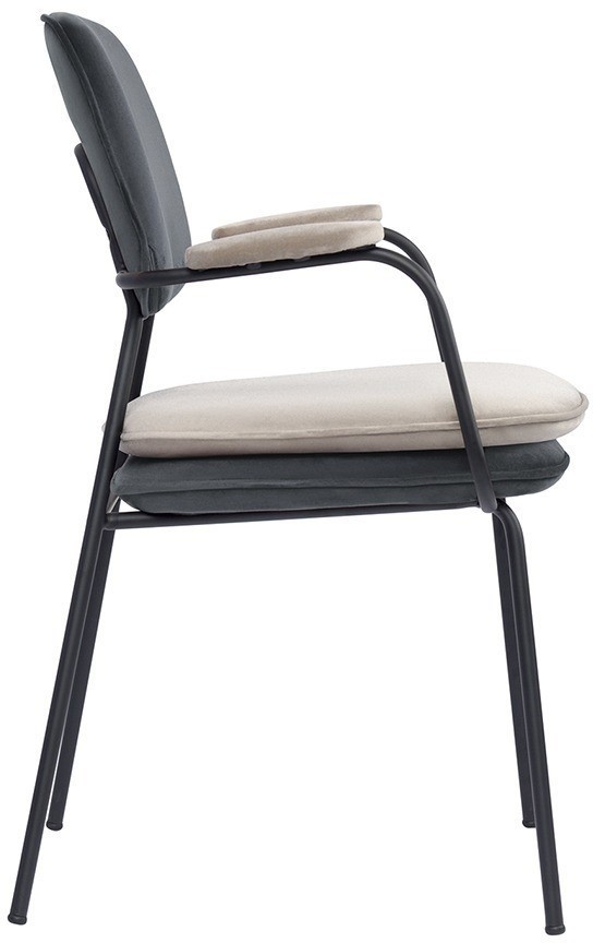 Стул с подлокотниками pea, велюр, темно-серый/бежевый (77080)