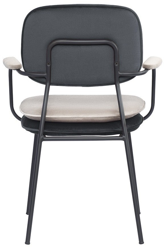 Стул с подлокотниками pea, велюр, темно-серый/бежевый (77080)