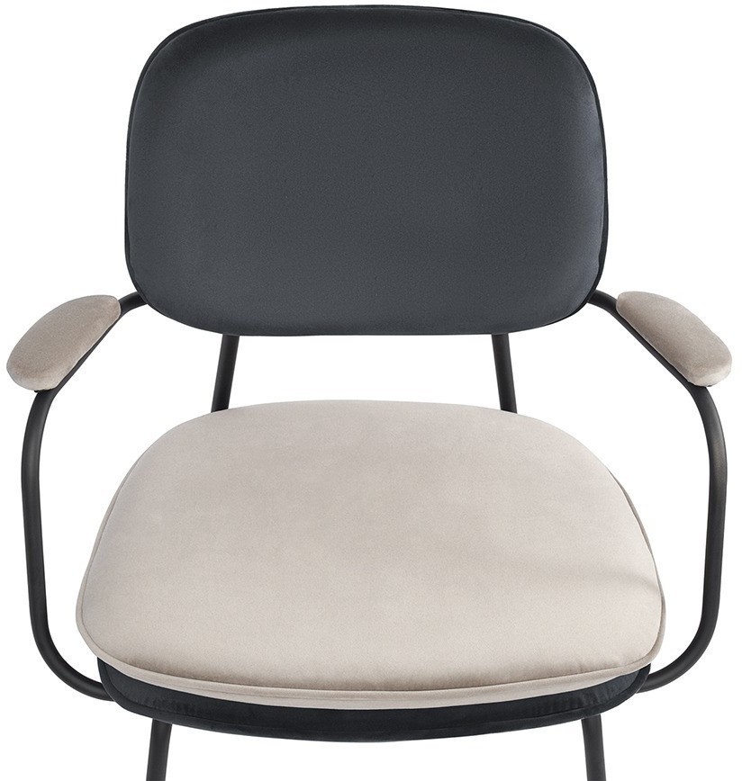 Стул с подлокотниками pea, велюр, темно-серый/бежевый (77080)