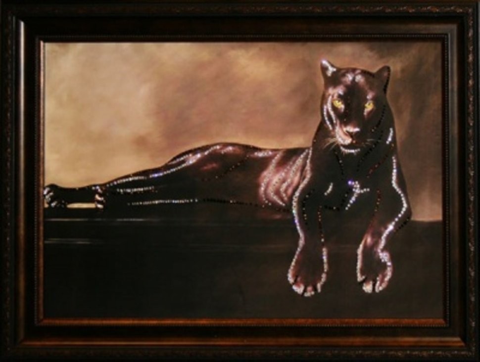 Картина Грация пантеры с кристаллами Swarovski (1484)