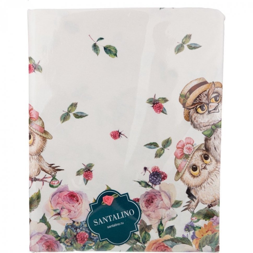 Скатерть круглая "винтаж. совушки" d185см ,беж, 100% хлопок,твил SANTALINO (850-727-24)