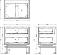 Тумба 2 ящика белая/хром 55*40*58см (TT-00009166)
