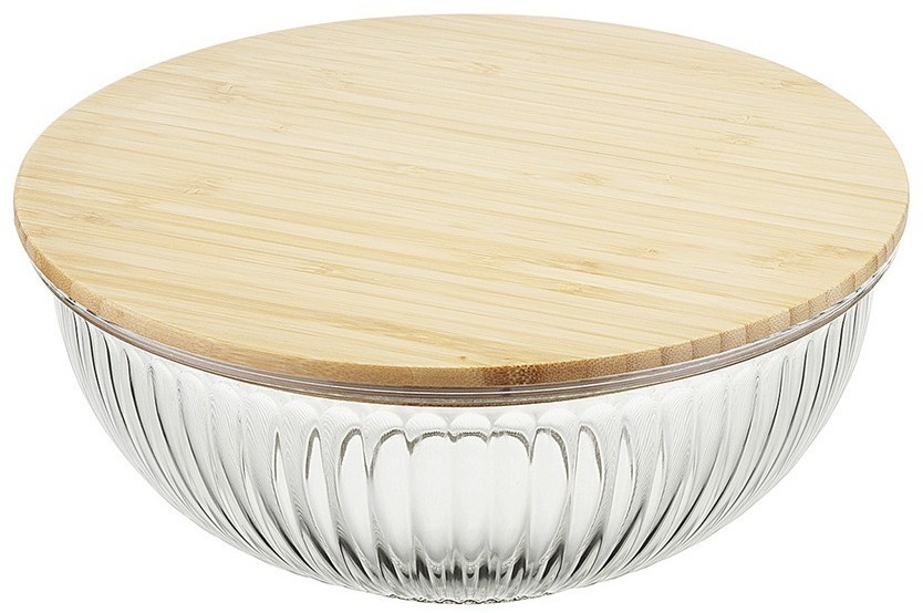 Чаша стеклянная с бамбуковой крышкой harmy, 2 л (75866)