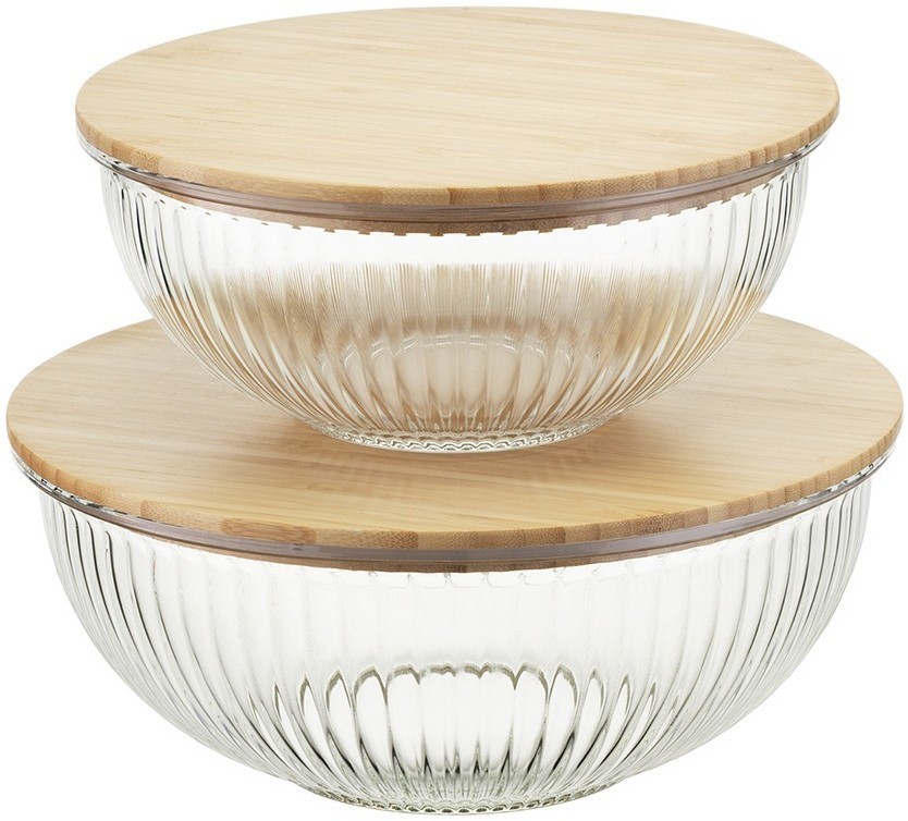 Чаша стеклянная с бамбуковой крышкой harmy, 2 л (75866)