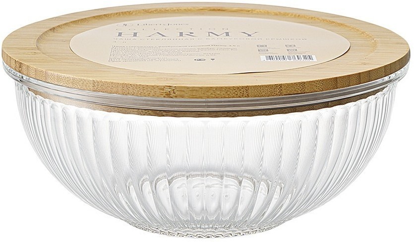 Чаша стеклянная с бамбуковой крышкой harmy, 2 л (75866)