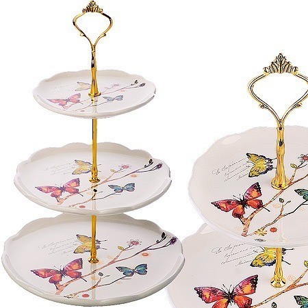 Конфетница 3-х ярусная Бабочки в саду LORAINE (60133)