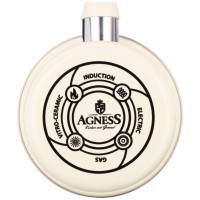 Ковш эмалир. со стекл. крышкой с эффектом металлик серия &quot;deluxe&quot; цв:молочный 1,1 л. 14х8,5 см Agness (901-070)