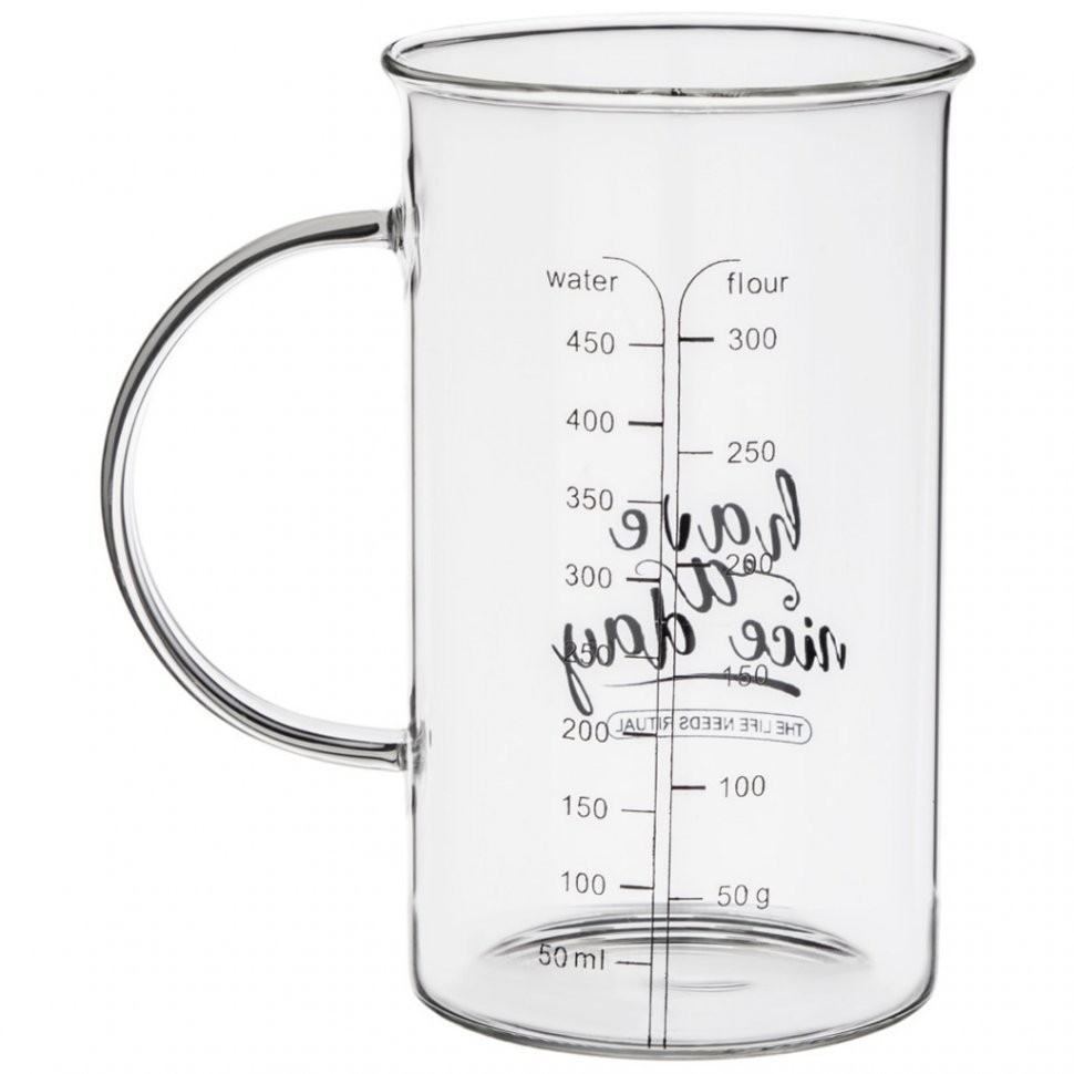 Мерный стакан 450 мл  d=8,3 см (без ручки) d=12.3 см (с ручкой) h=13.8 см Agness (886-171)