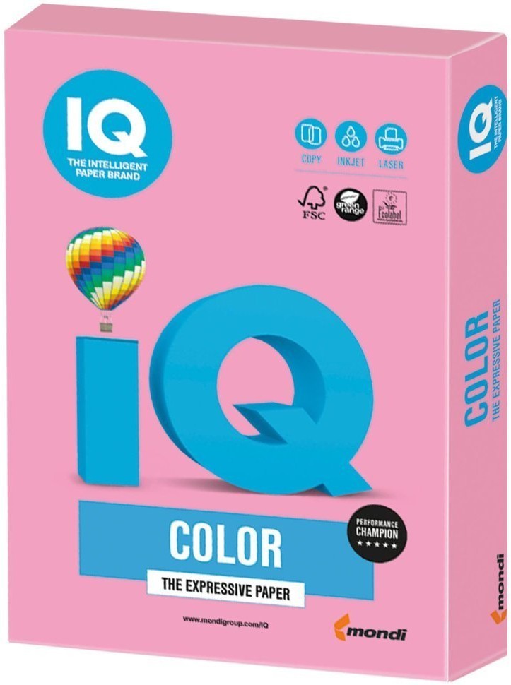 Бумага цветная для принтера IQ Сolor, А4, 160 г/м2, 250 листов, розовая, PI25 (72888)
