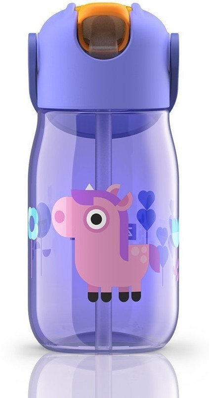 Бутылочка детская с силиконовой соломкой 415 мл фиолетовая (66310)