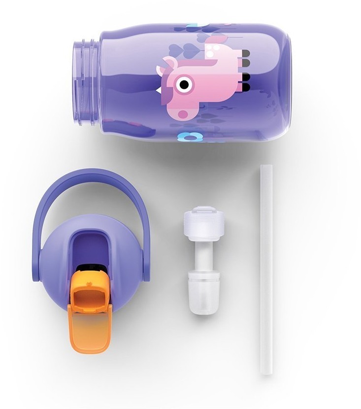 Бутылочка детская с силиконовой соломкой 415 мл фиолетовая (66310)