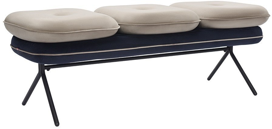 Банкетка pea, велюр, бежевая/темно-синяя (76125)