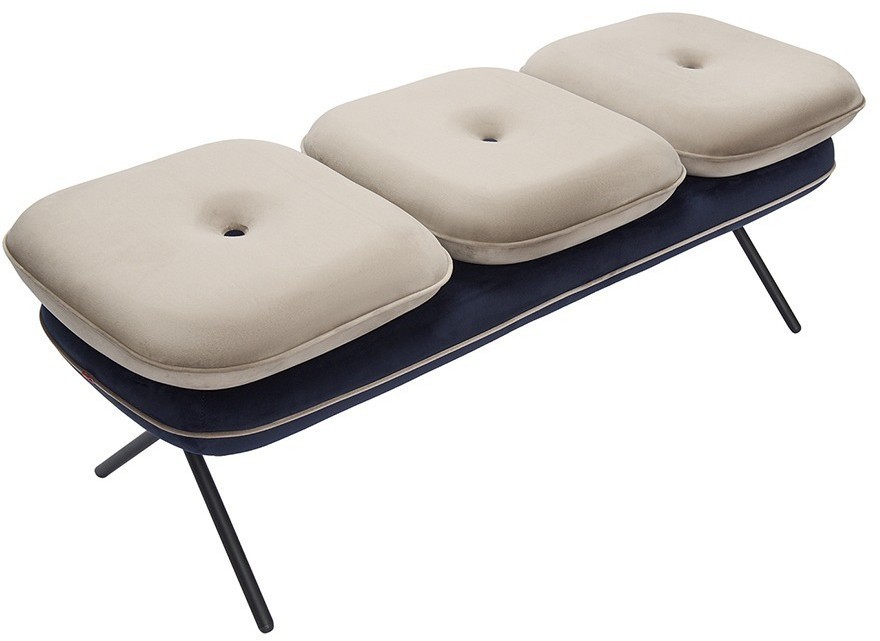 Банкетка pea, велюр, бежевая/темно-синяя (76125)