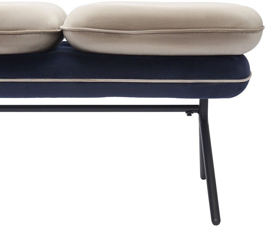 Банкетка pea, велюр, бежевая/темно-синяя (76125)