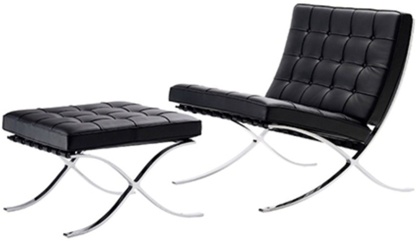 Пуф Барселона EC-010/YM20371, нержавеющая сталь, кожа, Black, ROOMERS FURNITURE