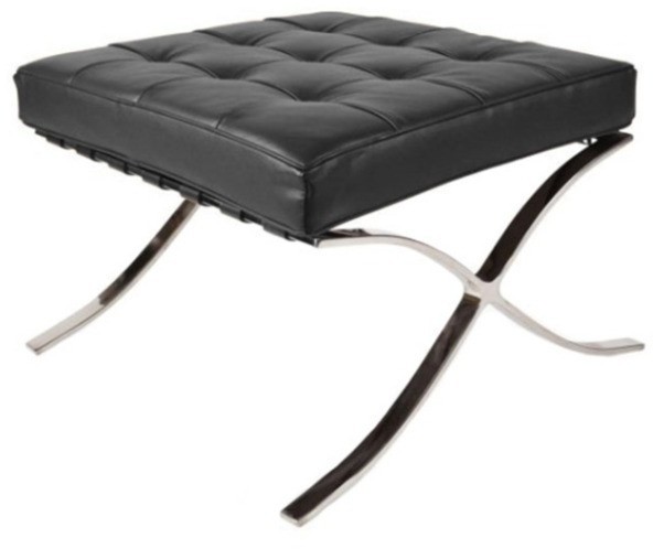 Пуф Барселона EC-010/YM20371, нержавеющая сталь, кожа, Black, ROOMERS FURNITURE