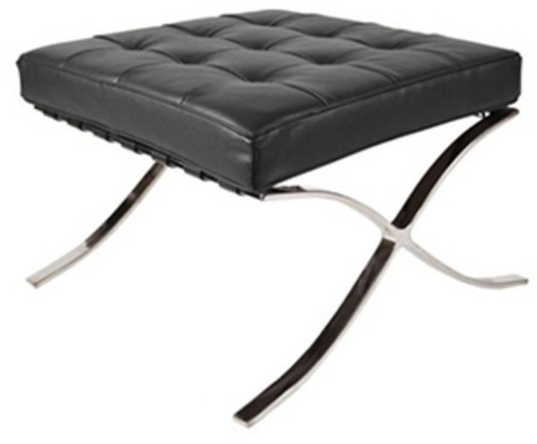 Пуф Барселона EC-010/YM20371, нержавеющая сталь, кожа, Black, ROOMERS FURNITURE