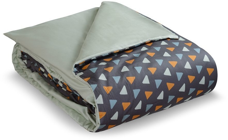 Комплект постельного белья из сатина мятного цвета с принтом triangles из коллекции wild, 150х200 см (68425)