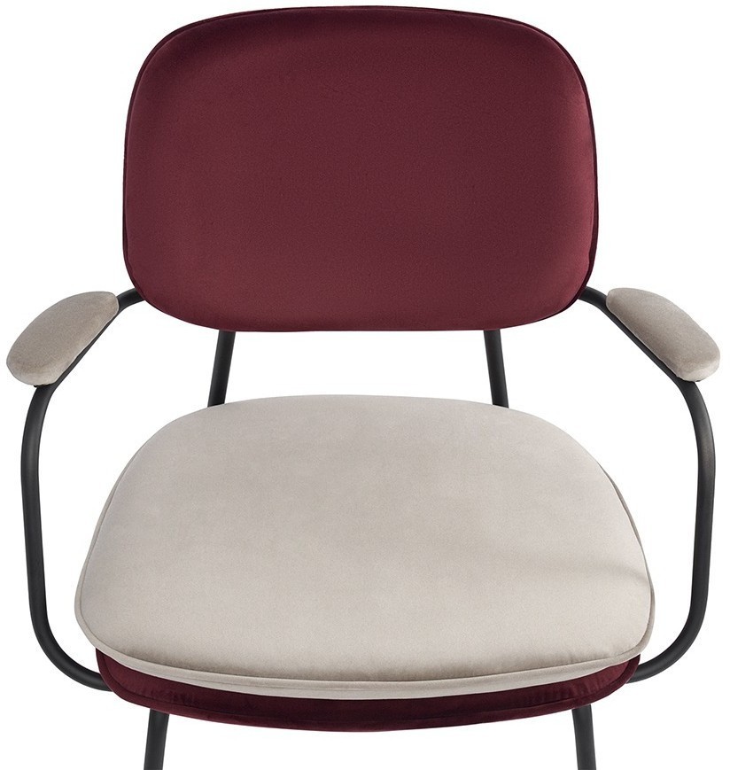 Стул с подлокотниками pea, велюр, бордовый/бежевый (77077)