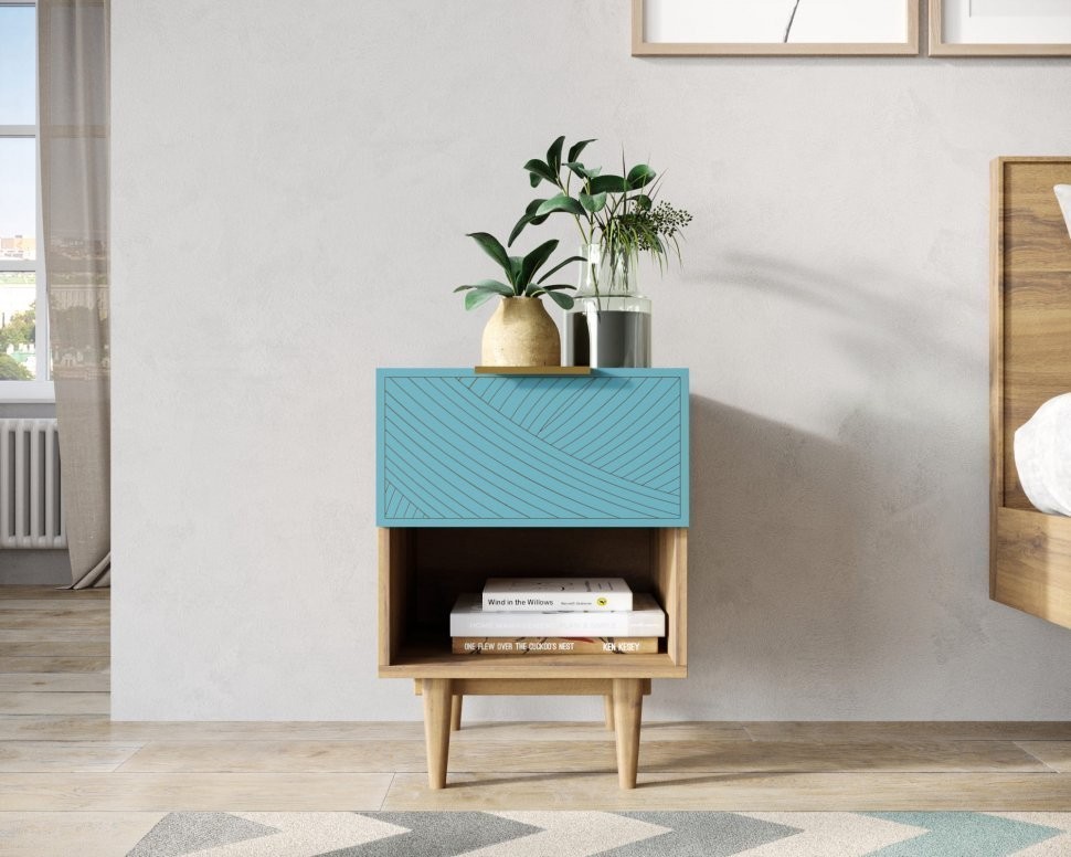 Тумбочка с верхним ящиком Line LN10/GR1/blue-ET