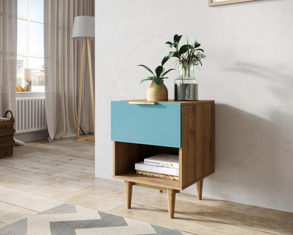 Тумбочка с верхним ящиком Line LN10/GR1/blue-ET