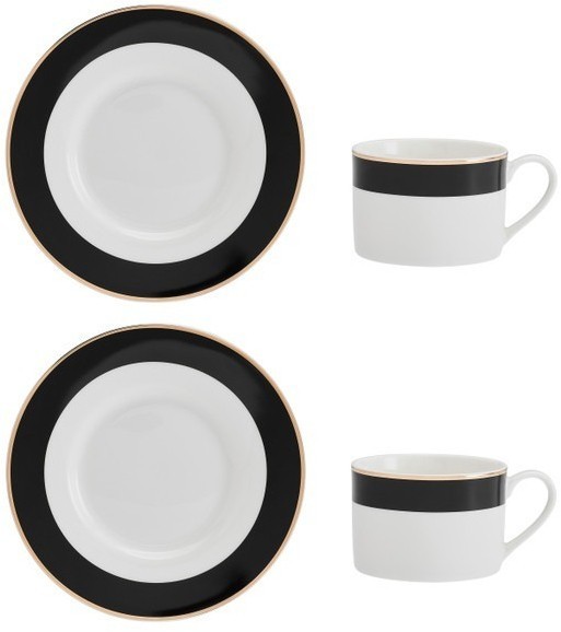 Набор из 2 чайных пар фарфоровых Luxe Deco 200 мл Mikasa MKLDBANDCUPPK2