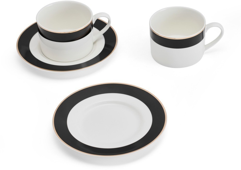 Набор из 2 чайных пар фарфоровых Luxe Deco 200 мл Mikasa MKLDBANDCUPPK2