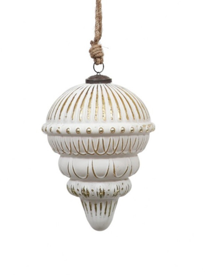 Новогодняя игрушка EL-36B, стекло, white, gold, ROOMERS FURNITURE