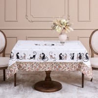 Скатерть &quot; парижские коты&quot; 110х140см ,белый ,100% хлопок ,твил с пропиткой Lefard (850-746-20)