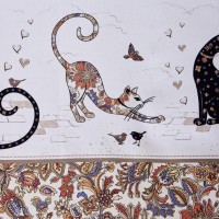 Скатерть &quot; парижские коты&quot; 110х140см ,белый ,100% хлопок ,твил с пропиткой Lefard (850-746-20)