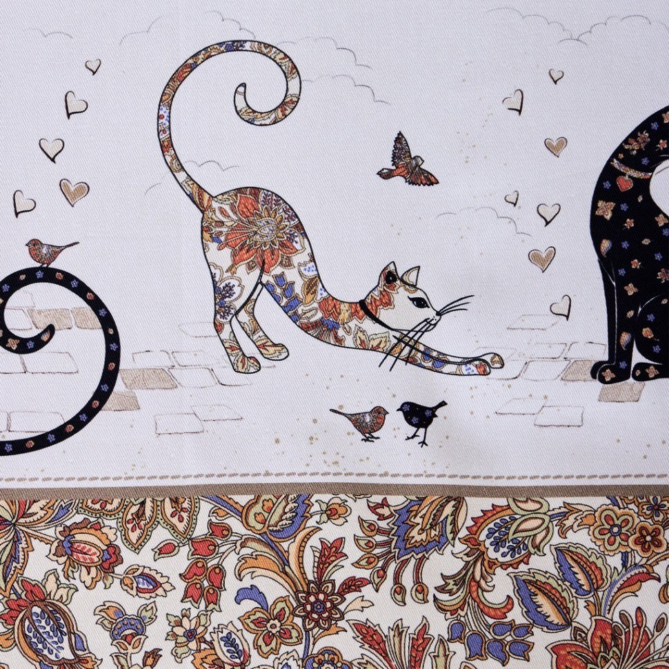 Скатерть " парижские коты" 110х140см ,белый ,100% хлопок ,твил с пропиткой Lefard (850-746-20)