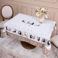 Скатерть &quot; парижские коты&quot; 110х140см ,белый ,100% хлопок ,твил с пропиткой Lefard (850-746-20)