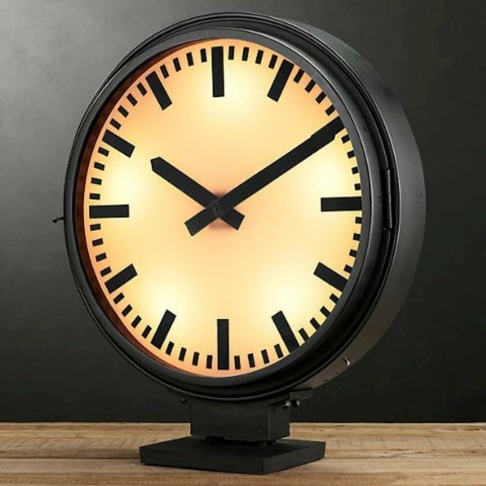 Часы с подсветкой Дифрент DTR2103, 70, металл, стекло, Matte black, RESTORATION HARDWARE