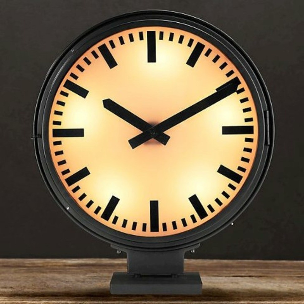 Часы с подсветкой Дифрент DTR2103, 70, металл, стекло, Matte black, RESTORATION HARDWARE