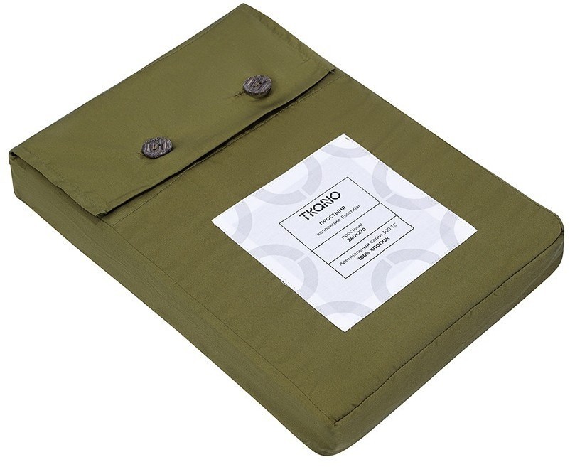 Простыня из премиального сатина оливкового цвета из коллекции essential, 240х270 см (79837)