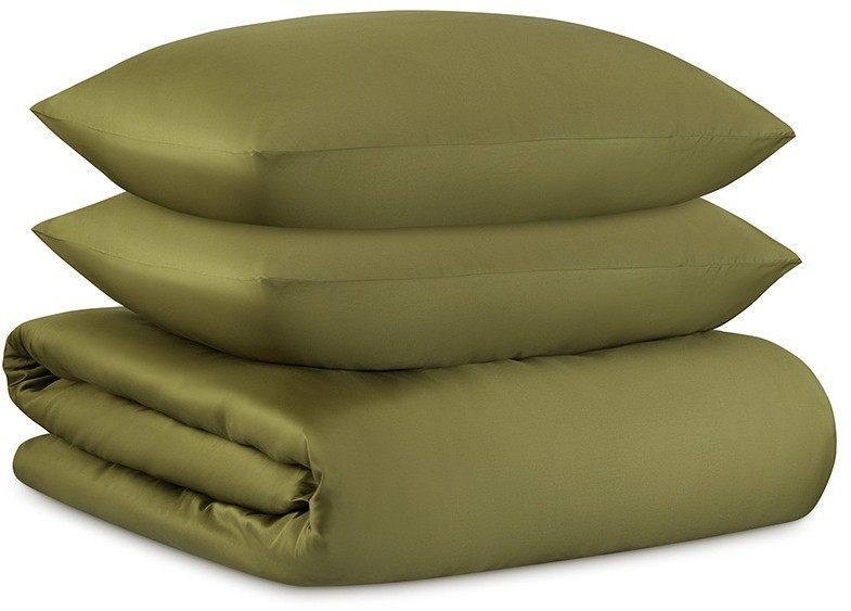 Комплект постельного белья из премиального сатина оливкового цвета из коллекции essential, 150х200 с (79820)