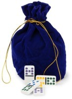 Домино с цветными точками в синем бархатном мешочке (9 точек) (31915)