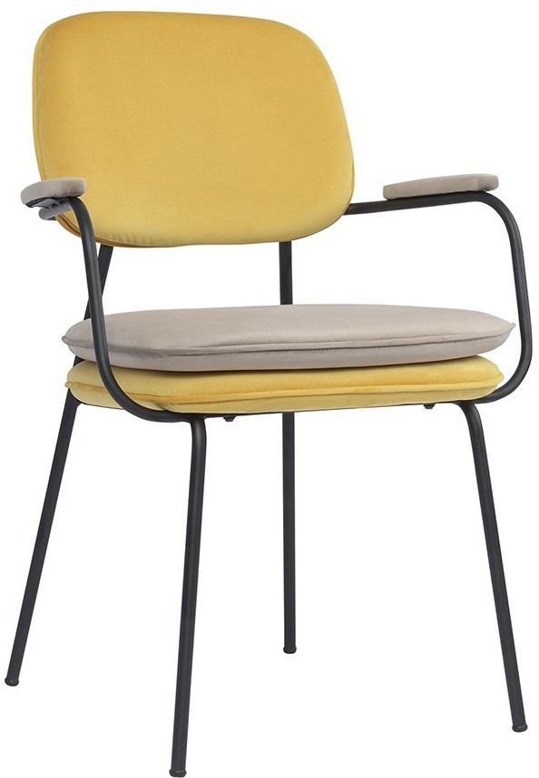 Стул с подлокотниками pea, велюр, желтый/бежевый (77078)