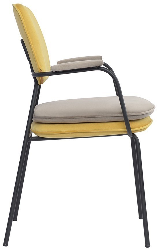 Стул с подлокотниками pea, велюр, желтый/бежевый (77078)