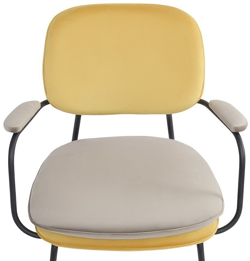 Стул с подлокотниками pea, велюр, желтый/бежевый (77078)