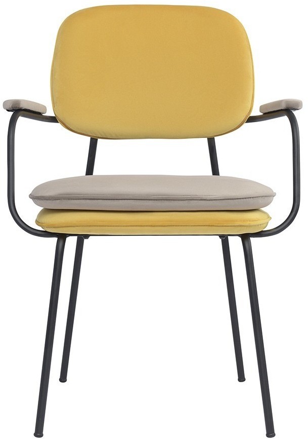 Стул с подлокотниками pea, велюр, желтый/бежевый (77078)