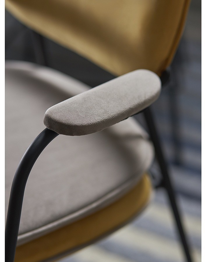 Стул с подлокотниками pea, велюр, желтый/бежевый (77078)