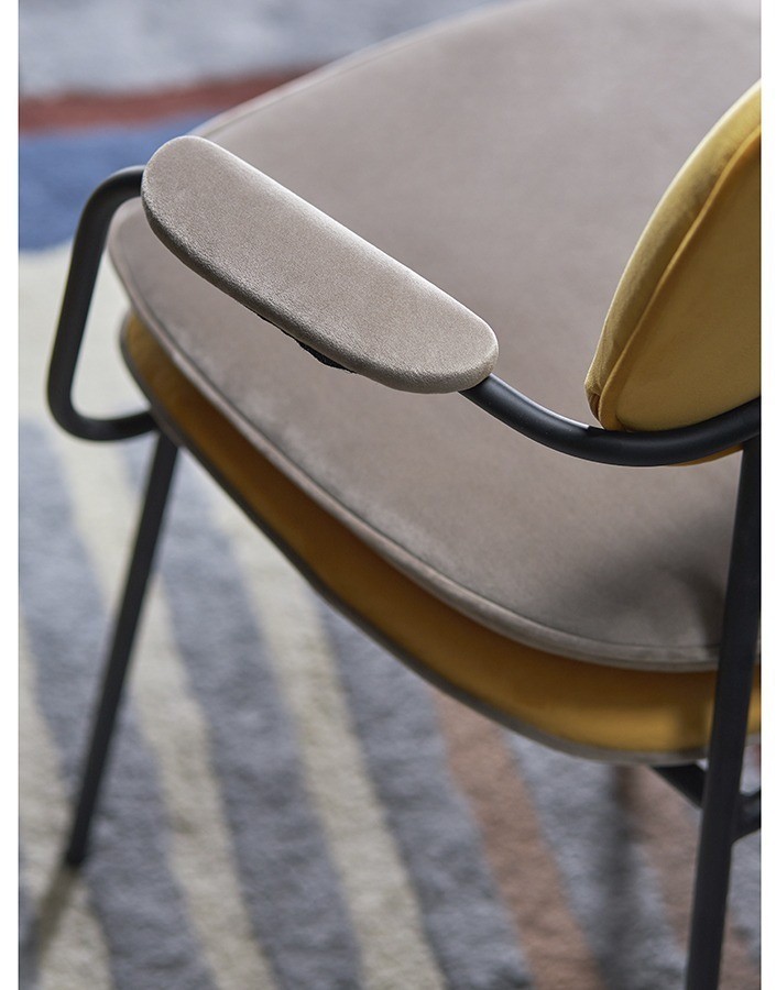 Стул с подлокотниками pea, велюр, желтый/бежевый (77078)