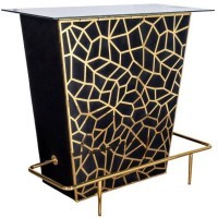Тумба барная черный велюр/золото 120*59*106.5см (TT-00008764)