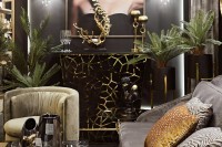 Тумба барная черный велюр/золото 120*59*106.5см (TT-00008764)