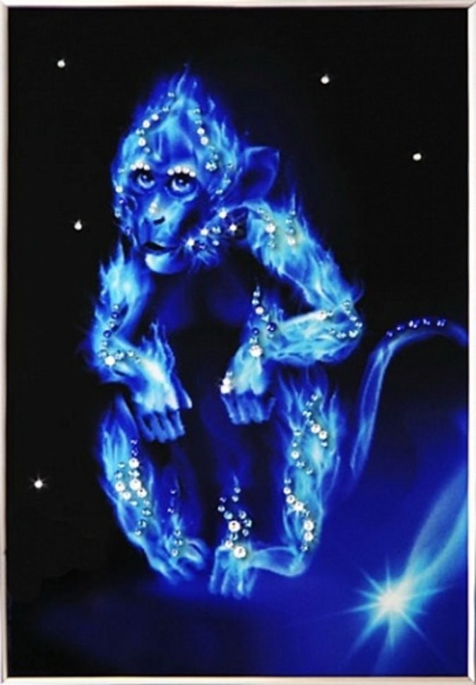 Картина Ледяная обезьяна с кристаллами Swarovski (1761)