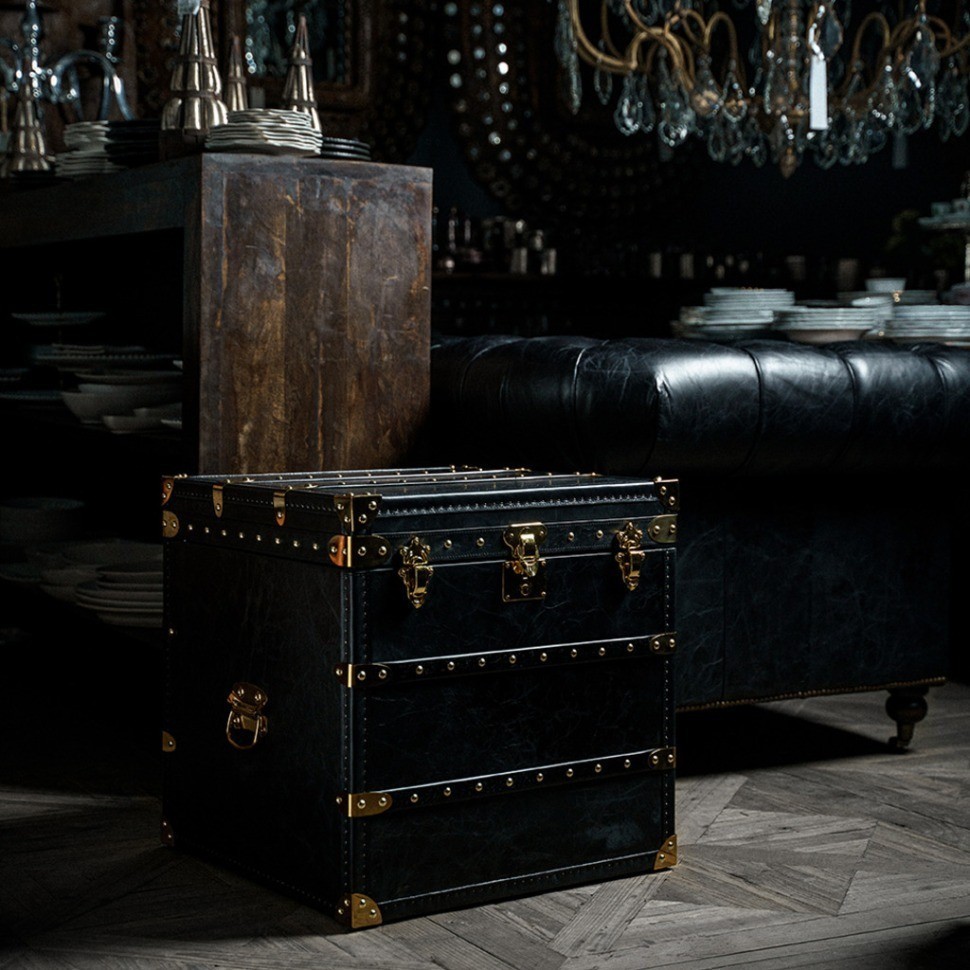 Сундук T0165/B76#, Кожа, Belon black, ROOMERS FURNITURE