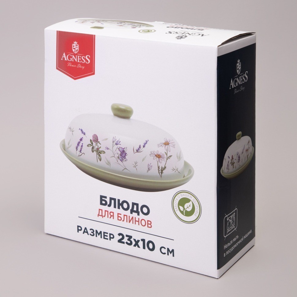 Блюдо для блинов agness "flower story" 23*10 см (358-2185)