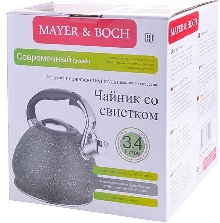 Чайник 3,4л нерж/сталь со свистком Mayer&Boch (28554)
